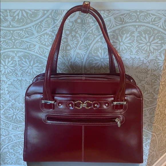 McKlein Handbags - McKlein Oak Grove Red Leather Laptop Briefcase